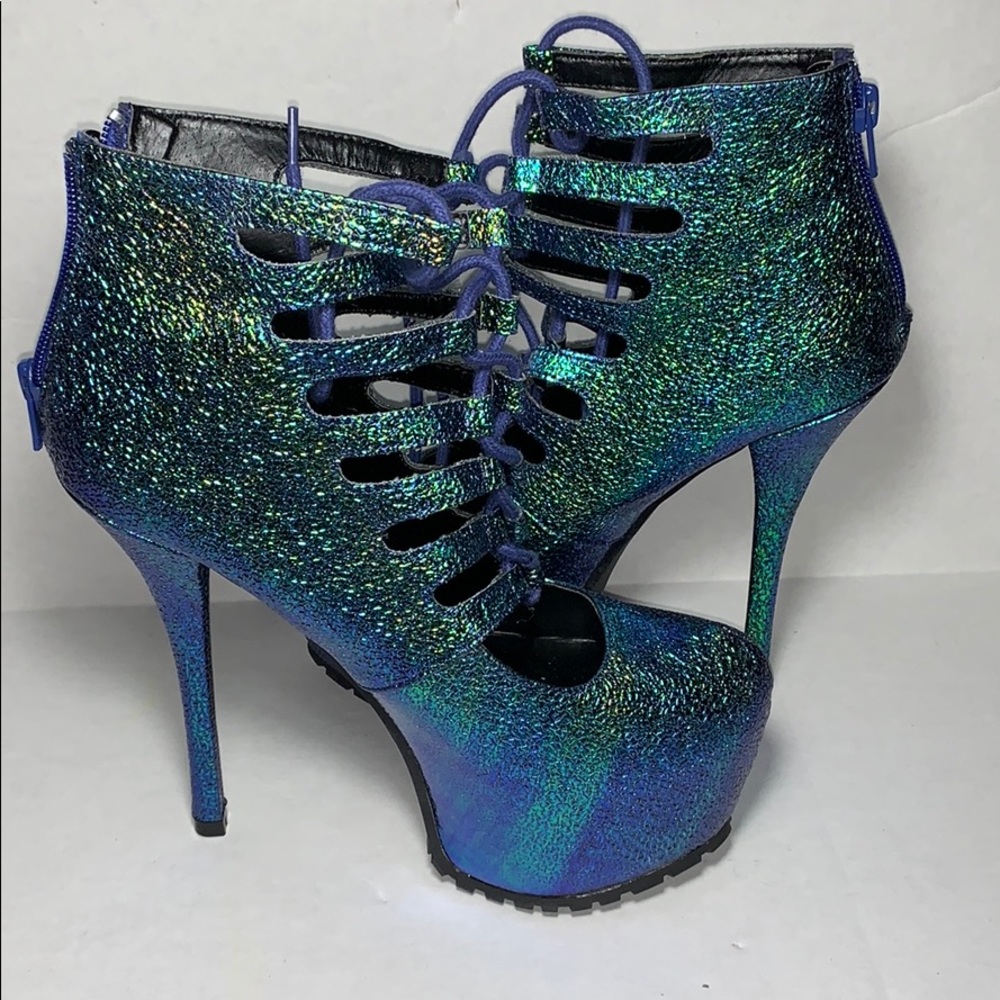 Blue Green Mermaid Iridescent Glitter high heels